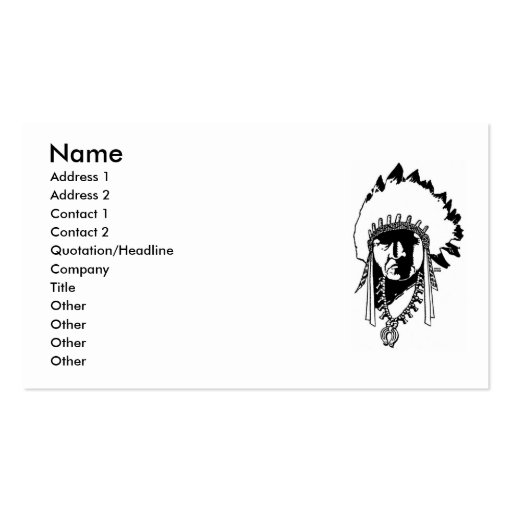 Indian Chief Business Card (front side)