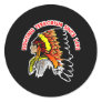 Indian Chief Fighting Terrorism Black Round Sticker