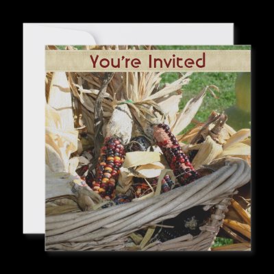 Indian Corn Basket Nature Party Shower Invitation by SmilinEyesTreasures