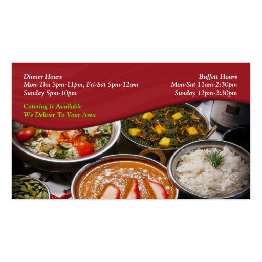 Indian Cuisine Business Card (back side)