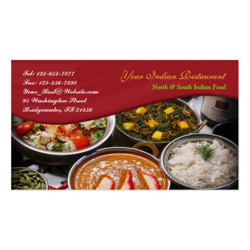Indian Cuisine Business Card (front side)
