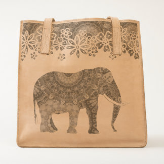Indian Elephant Floral Lace Patterned Tote