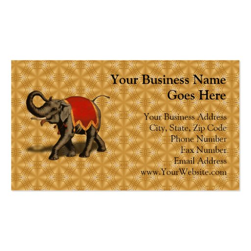 Indian Elephant w/Red Cloth Business Card Templates (front side)