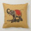 Indian Elephant w/Red Cloth Throw Pillows
