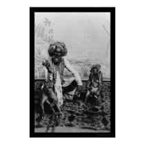 Indian Fakir With Two Monkies in India 1890 posters
