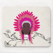 indian feathers face mask pink mousepads