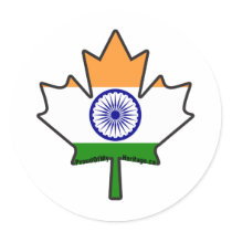Indian Flag Maple Leaf Sticker