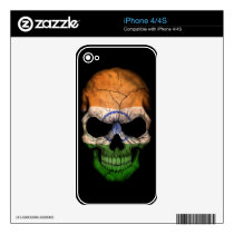 Indian Flag Skull on Black iPhone 4 Decals