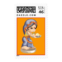 Indian Food Girl stamps