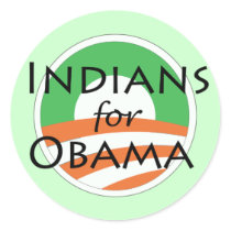 Indian for Obama Round Stickers