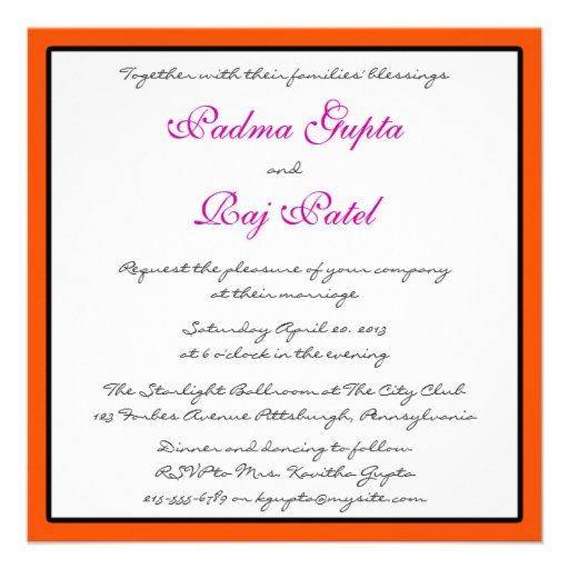 Indian Gold & Pink Discs Wedding Invitation