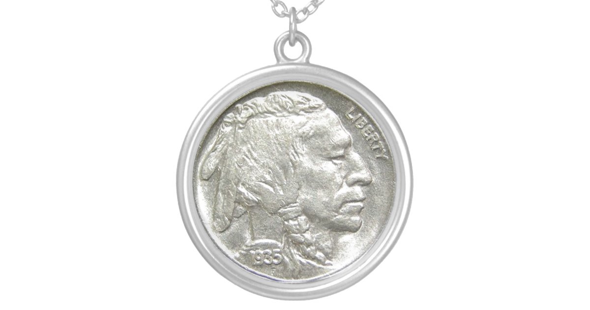 INDIAN HEAD NICKEL SILVER PLATED NECKLACE Zazzle