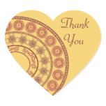 Indian Henna Thank You Heart Shaped Sticker