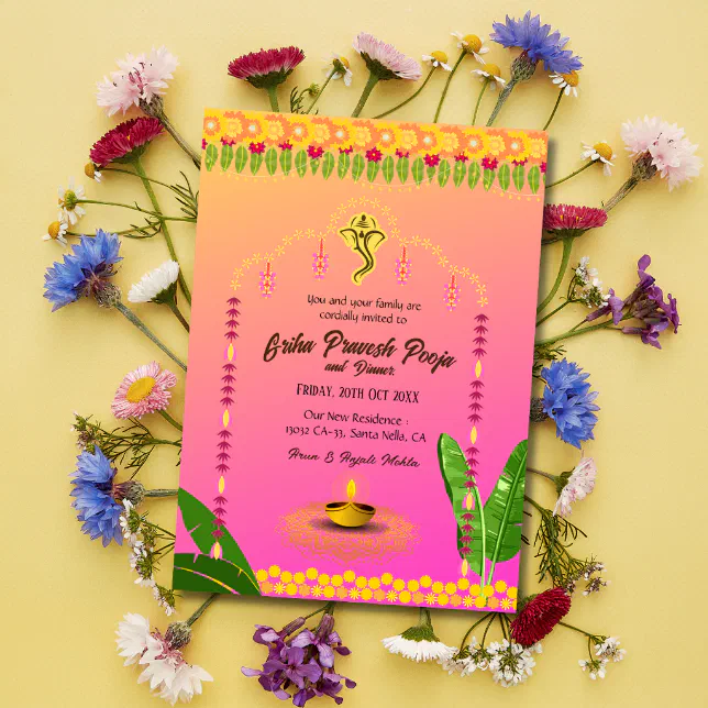 Indian Hindu Housewarming Griha Pravesh Invitation Zazzle