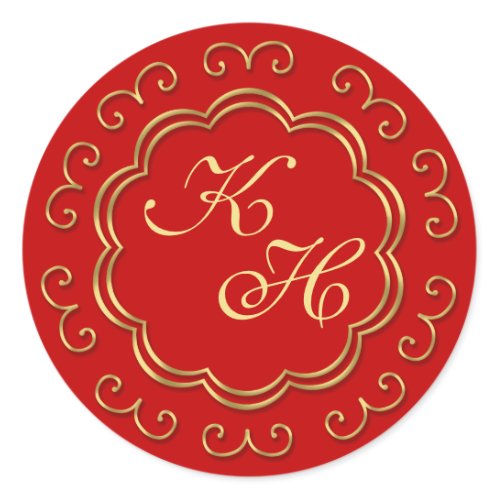 Indian Inspired Monogram Stickers in Red & 'Gold' sticker