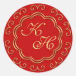 Indian Inspired Monogram Stickers in Red & 'Gold'