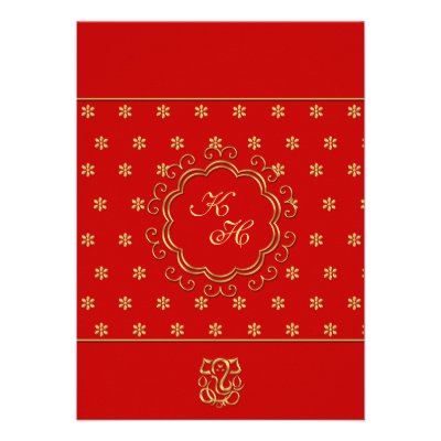Indian Inspired Wedding Reception in Red & Gold Invitation