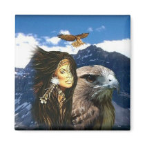 Indian Maiden Hawk Magnet by LadyHawk43 Indian Maiden Hawk Magnet