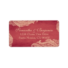   Indian Mehndi Address Labels red and gold