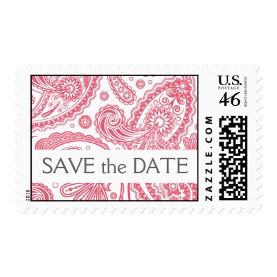 Indian Paisley Save the Date Postage Stamp