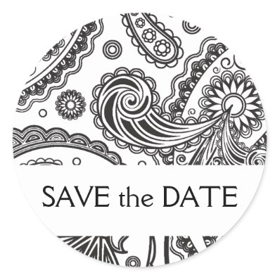 Indian Paisley Save the Date Round Sticker