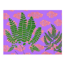 Indian Print Fern on Purple postcards