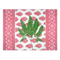 Indian Print Pink Fern postcards
