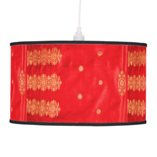 INDIAN RED BENARES SILK HANGING LAMP