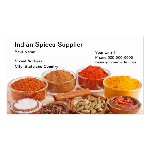 Indian Spices Supplier Business Card (front side)