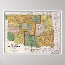 Indian Territory OK Map 1892 Poster