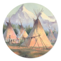 INDIAN TIPI CAMP by SHARON SHARPE stickers by sharonsharpe INDIAN TIPI CAMP by SHARON SHARPE stickers