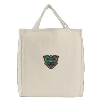 Indian Totem Wild Cat Embroidered Tote Canvas Bag
