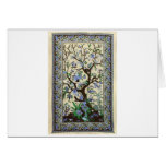 INDIAN TREE OF LIFE BLUE FLOWERS GREETING CARD