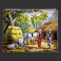Indian village painting calendar