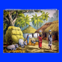 Indian village painting calendar