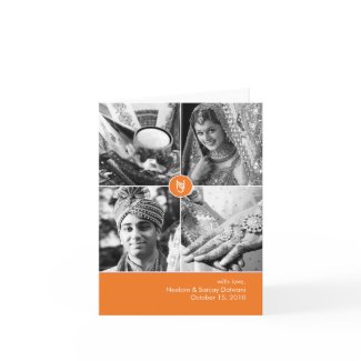Indian Wedding 4 Photo Thank You Card card
