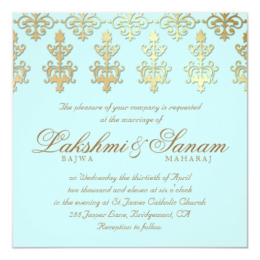 baby blue wedding invitations indian wedding invite damask gold baby blue zazzle baby blue wedding invitations indian wedding invite damask gold baby blue zazzle