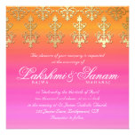 Indian Wedding Invite Damask Gold Pink Orange