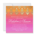 Indian Wedding Invite Damask Gold Pink Orange