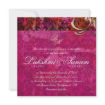 Indian Wedding Invite Damask Gold Pink Red