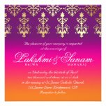 Indian Wedding Invite Damask Pink Purple Orange