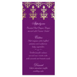 Indian Wedding Menu Cards Purple Gold Damask rack cards