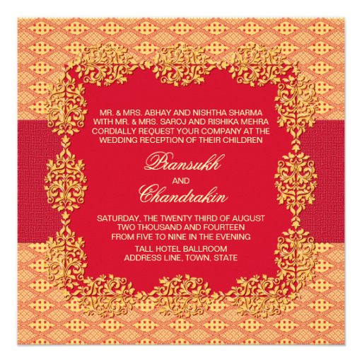 Indian Wedding Red And Yellow Reception Invite