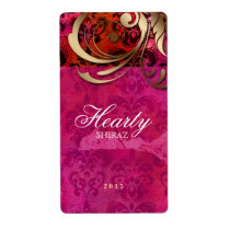 Indian Wedding Wine Label Damask Pink Gold