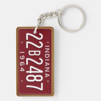 Indiana 1964 Vintage License Plate Keychain Rectangular Acrylic Key Chain