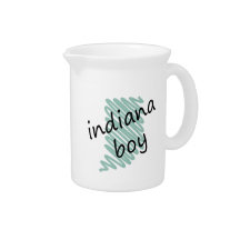 Indiana Boy on Child's Indiana Map Drawing Pitcher