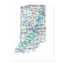 Indiana Interstate Map Postcard