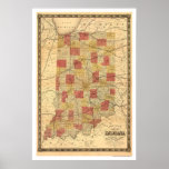 Indiana Railroad Train Map 1858 Print