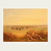 Indians Creeping up on a Herd of Buffalo (1907A) posters by Bancroft Indians Creeping up on a Herd of Buffalo (1907A) posters