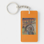 Indians of the Northwest - Indian Chief & Teepee Double-Sided Rectangular Acrylic Keychain